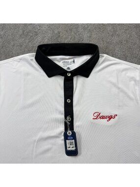 Georgia Bulldogs johnnie-O Polo Shirt Men L White Black Contrast Performance